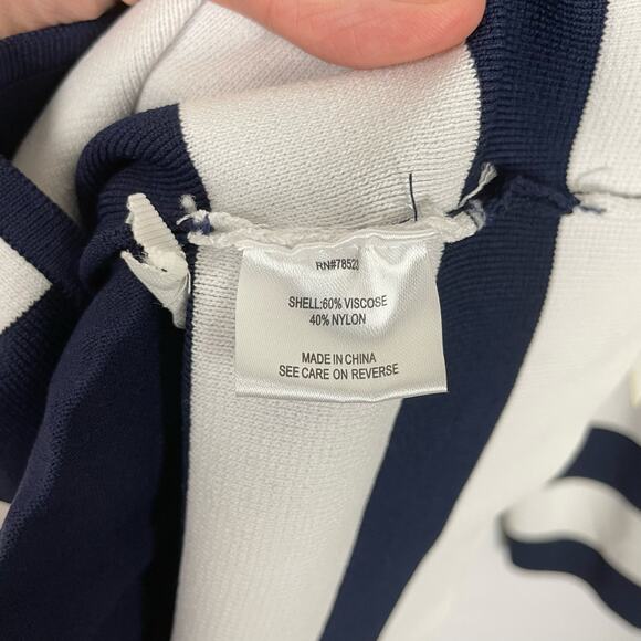 Luii | NWT Anthro Navy & White Stripe Thick Woven Knit Button Front Jacket - Picture 12 of 13